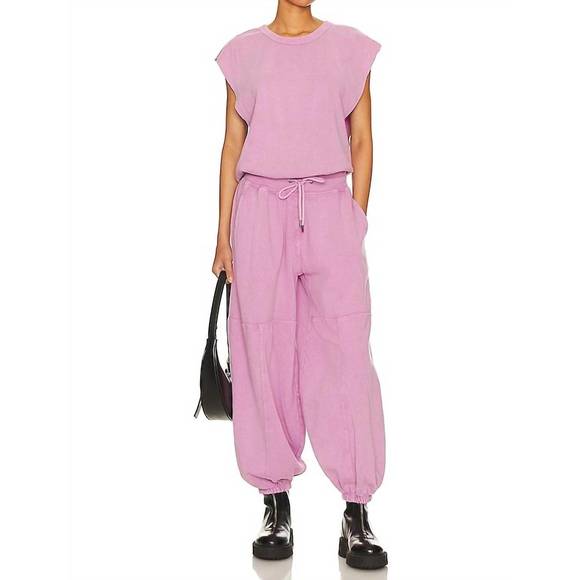 NEW FREE PEOPLE throw and go jumpsuit in pink